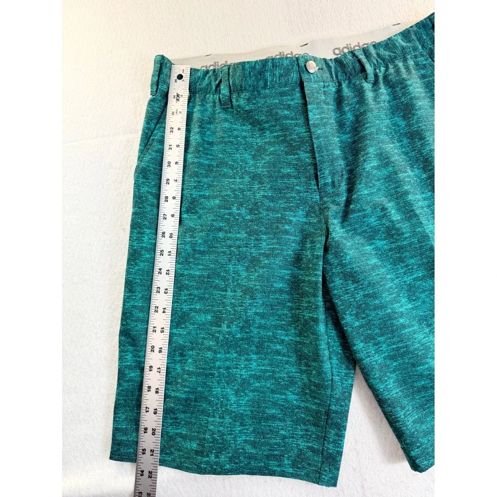 Adidas Golf Shorts Mens 35 Teal Green Space Dye Heather Performance Flat Front